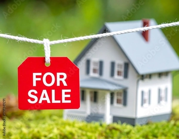 Obraz House for sale sign and model house