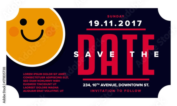 Fototapeta Save the Date Card. Modern elegant illustration template of Invitation Design.