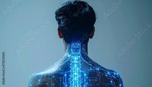 Obraz Human spine with digital circuitry overlay