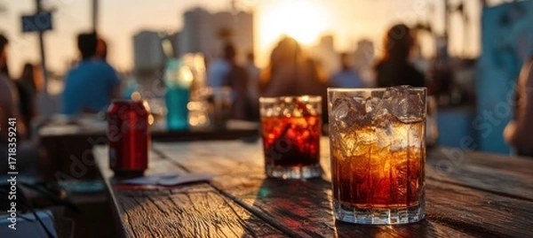 Obraz Sunset Drinks at the Beach Bar