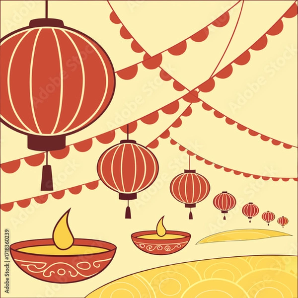 Obraz  Diwali, one of the major religious festivals in Hinduism, Jainism, and Sikhism, lasting for five days from the 13th day of the dark half of the lunar month ...