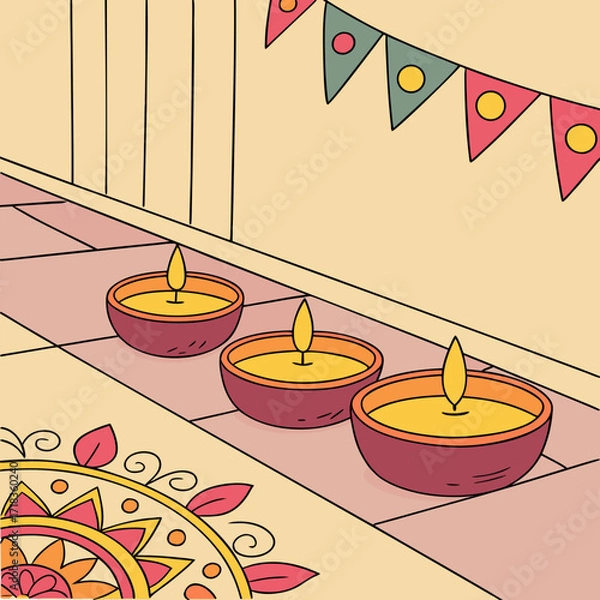 Obraz  Diwali, one of the major religious festivals in Hinduism, Jainism, and Sikhism, lasting for five days from the 13th day of the dark half of the lunar month ...