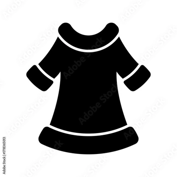 Fototapeta Fur coat icon. Black silhouette. Front view. Vector simple flat graphic illustration. Isolated object on a white background. Isolate.