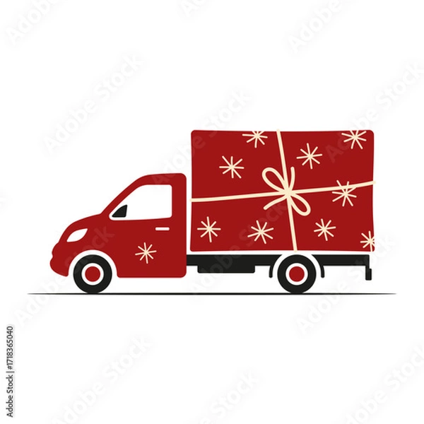 Fototapeta Gift van icon. Colored silhouette. Side view. Vector simple flat graphic illustration. Isolated object on a white background.