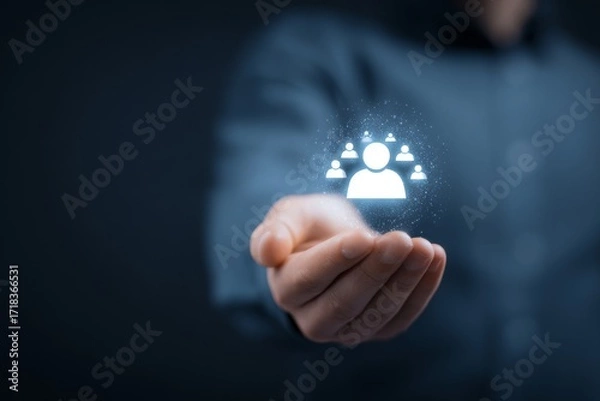Fototapeta The management of corporate businesses focuses on human resources, encompassing hr recruitment, employee and staff teams, people's careers, and leaders who foster client connections through the use