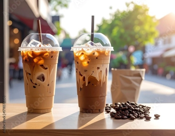 Obraz Iced coffee drinks on a table