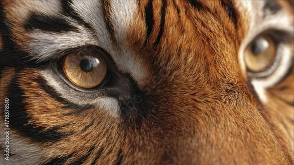 Obraz A Close-Up Exploration of a Tiger's Intense Gaze Showcasing the Unique Patterns and Rich Colors of Its Striking Fur and Eyes