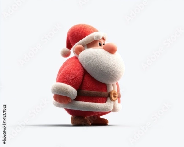 Obraz A Cheerful Cartoon Santa Claus Character in Festive Red Outfit with Fluffy White Beard, Awaiting Holiday Cheer and Joyful Celebrations