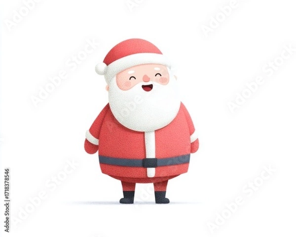 Obraz Cheerful Cartoon Santa Claus Character in a Bright Red Suit with a Big Smile and Iconic White Beard for Holiday Celebrations and Festive Decorations