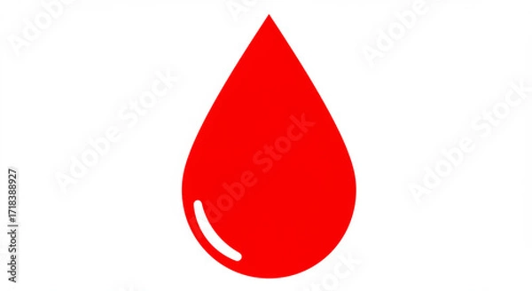 Fototapeta Single Red Blood Drop Icon:  A High-Resolution Vector Graphic of a Realistic Blood Drop, Perfect for Medical, Healthcare, Donation, and Warning Designs. This Clean and Simple Icon is Easily Scalabl...