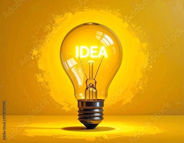 Obraz Illuminated lightbulb with the word "IDEA" inside