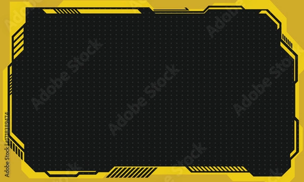 Fototapeta Cyberpunk futuristic technology yellow frame empty background