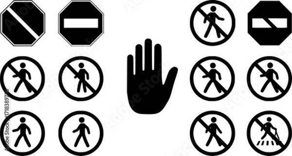 Fototapeta black and white icons set for web
