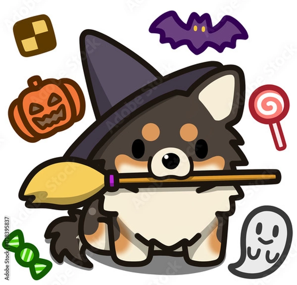 Fototapeta ハロウィン仮装のブラックアンドタンのチワワ