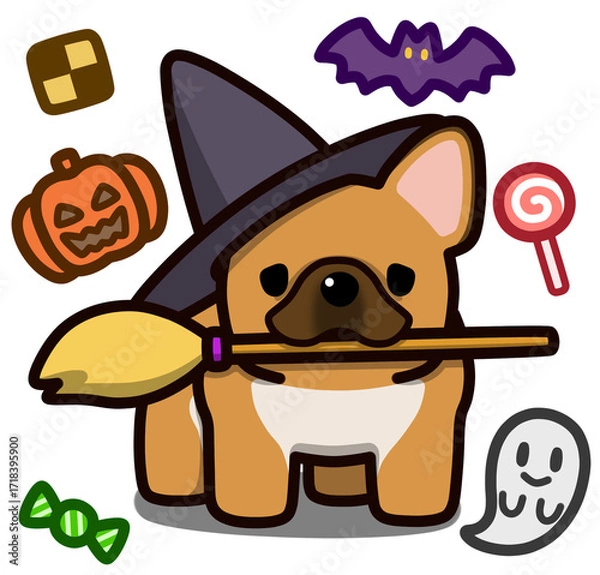 Fototapeta ハロウィン仮装のフォーンのフレンチブルドッグ