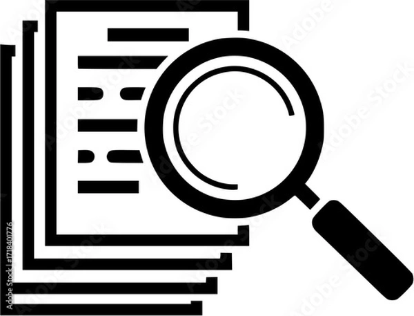 Obraz Document review checklist icon with magnifying glass for audit and compliance check vector
