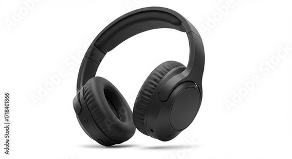 Fototapeta Sleek Black Wireless Over-Ear Headphones: Studio-Quality Audio for Immersive Listening Experiences. High-Resolution Image Perfect for Technology, Music, and Gadget Websites.  Showcase your brand's ...