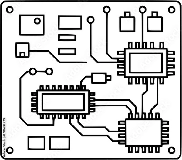 Obraz Circuit board design vector illustration for electronics and technology industry projects and designs
