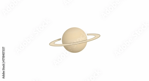 Fototapeta Stunning Minimalist Illustration of Uranus: Pale Beige Planet with Subtle Rings, Isolated on White Background, Perfect for Space Exploration, Science, Education, and Astronomy Designs.  Ideal for p...