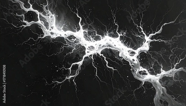 Obraz Abstract white lightning on black