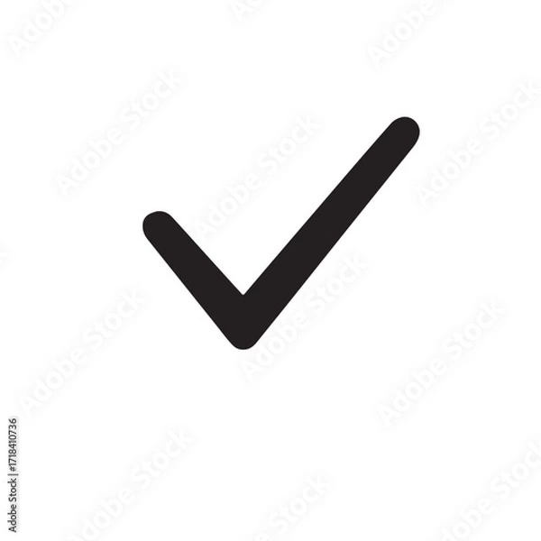 Fototapeta Simple Black Checkmark Icon - Correct, Done, Yes Symbol