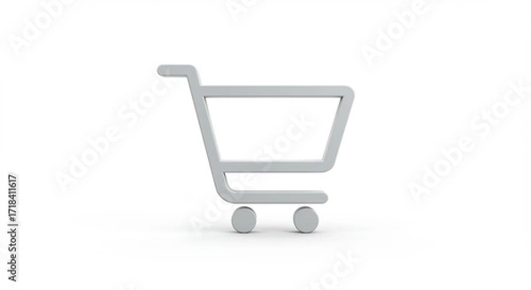 Fototapeta 3D Render of a Sleek Grey Shopping Cart Icon: Perfect for E-commerce, Online Shopping, and Retail Website Designs. This minimalist, high-quality render provides a clean and modern aesthetic, ideal ...