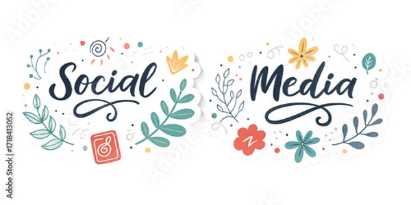 Obraz Trendy Calligraphic Text Sticker Set – Motivational Quotes for Social Media, Bold Typography, Isolated Stickers, Transparent PNG, Modern Colorful Design