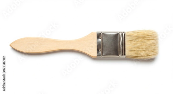 Fototapeta High-Resolution Studio Shot of a Natural Bristle Paint Brush with Wooden Handle, Isolated on White Background - Perfect for DIY Projects, Crafts, and Artistic Applications. Ideal for websites, blog...