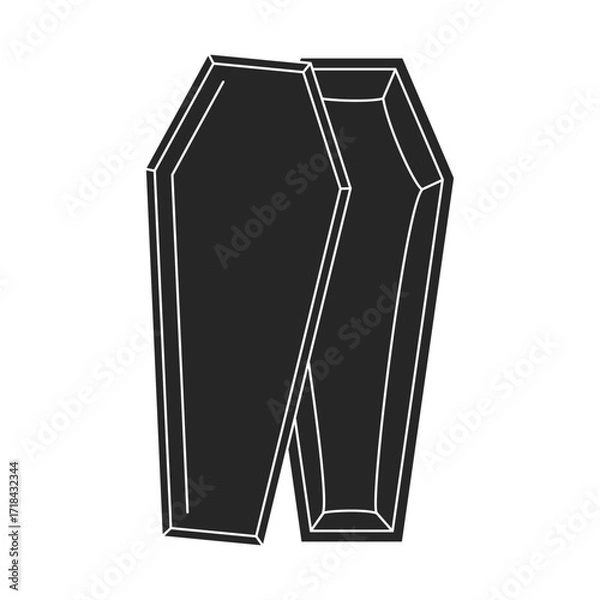 Obraz Top view of an open funeral casket or coffin black silhouette vector