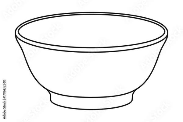 Obraz An empty round bowl for serving food outline vector
