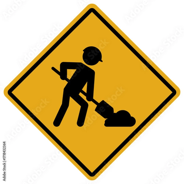 Obraz Diamond shaped yellow and black men at work or road work sign vector