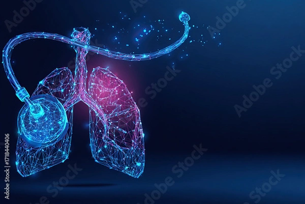 Fototapeta Abstract illustration of lungs and stethoscope