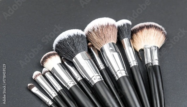 Obraz Makeup brushes on dark surface