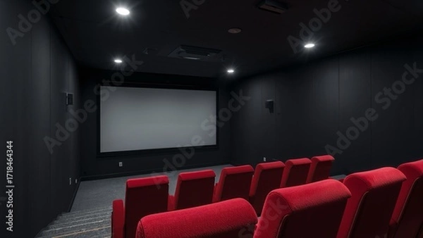 Fototapeta Intimate minimalist cinema with red plush seats