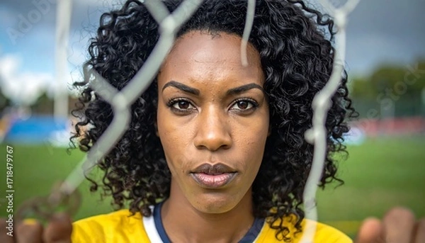 Obraz Woman in soccer uniform, looking directly at camera