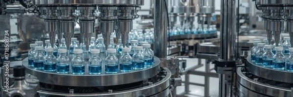 Fototapeta High tech pharmaceutical robotic assembly line