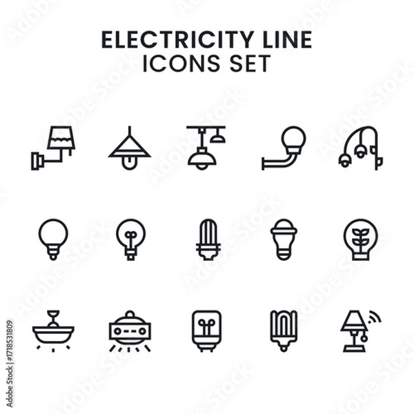 Obraz Electricity line icons set. 