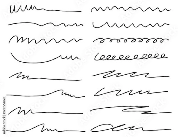 Fototapeta 手書きのデコレーション線のセット、装飾