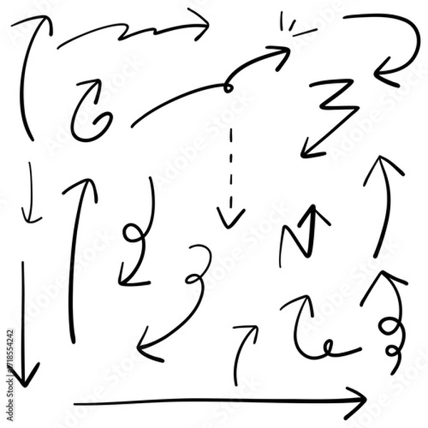 Fototapeta 手書きのシンプルな矢印のセット