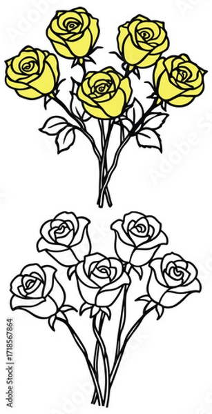 Obraz Line art color summer vector design