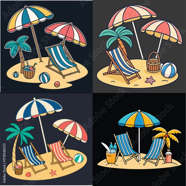 Obraz Line art color summer vector design