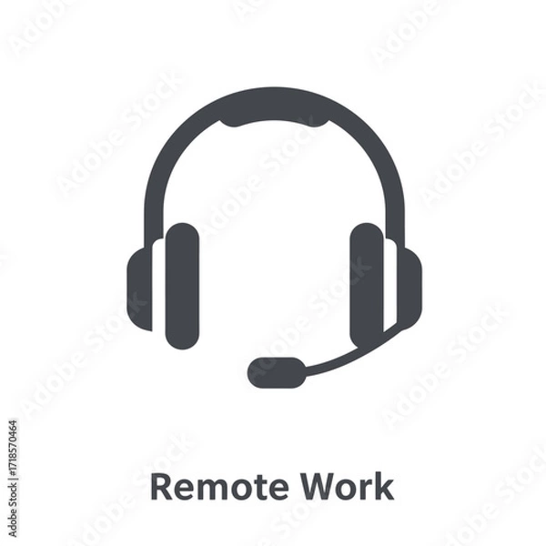 Fototapeta A minimalist icon representing a headset with a microphone, symbolizing remote work and communication.