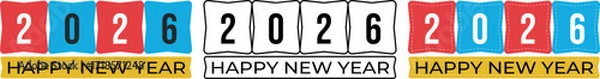 Obraz Vibrant graphic illustration of the year 2026, celebrating a joyous and prosperous New Year with festive colors and a modern design, perfect for holiday greetings and seasonal well wishes