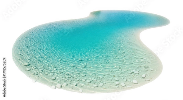 Fototapeta Amorphous blob of clear turquoise cosmetic liquid gel with effervescent texture. Abstract macro photo of a skincare product sample isolated on white
