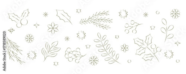 Fototapeta 鉛筆手描きのクリスマスモチーフ