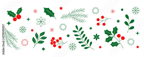 Fototapeta シンプルな線のクリスマスモチーフ