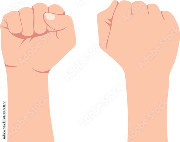 Fototapeta Two closed fists raised in the air