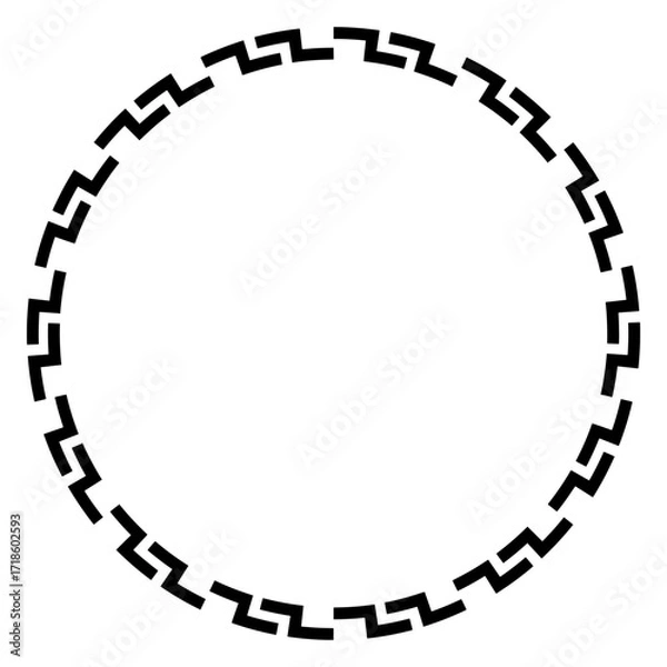 Fototapeta Minimal Broken Line Greek Circle Border Ornament
