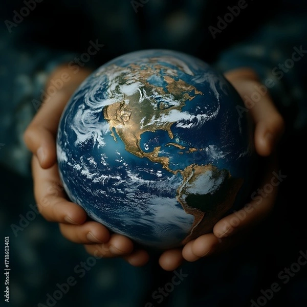 Obraz Earth held gently in cupped hands (4)