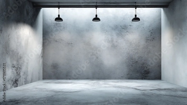 Fototapeta Concrete Wall and Floor Studio Background for Product Display, Interior Design Mockup, or Presentation